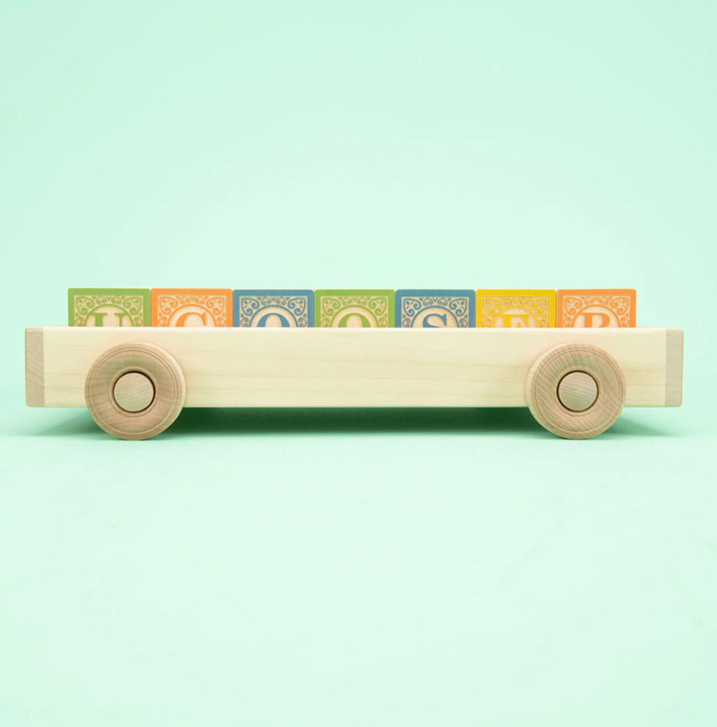 Uncle Goose Classic Wooden ABC Blocks with Wagon - Andnest.com