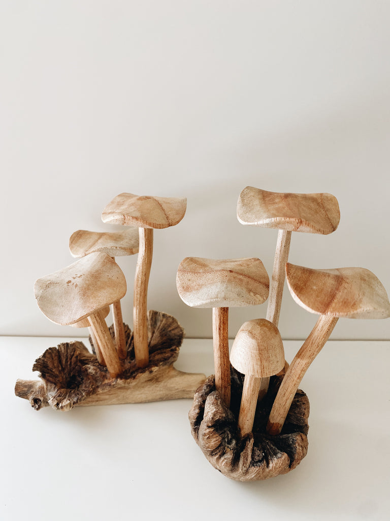 Hand carved wood mushrooms – Hallstrom Home