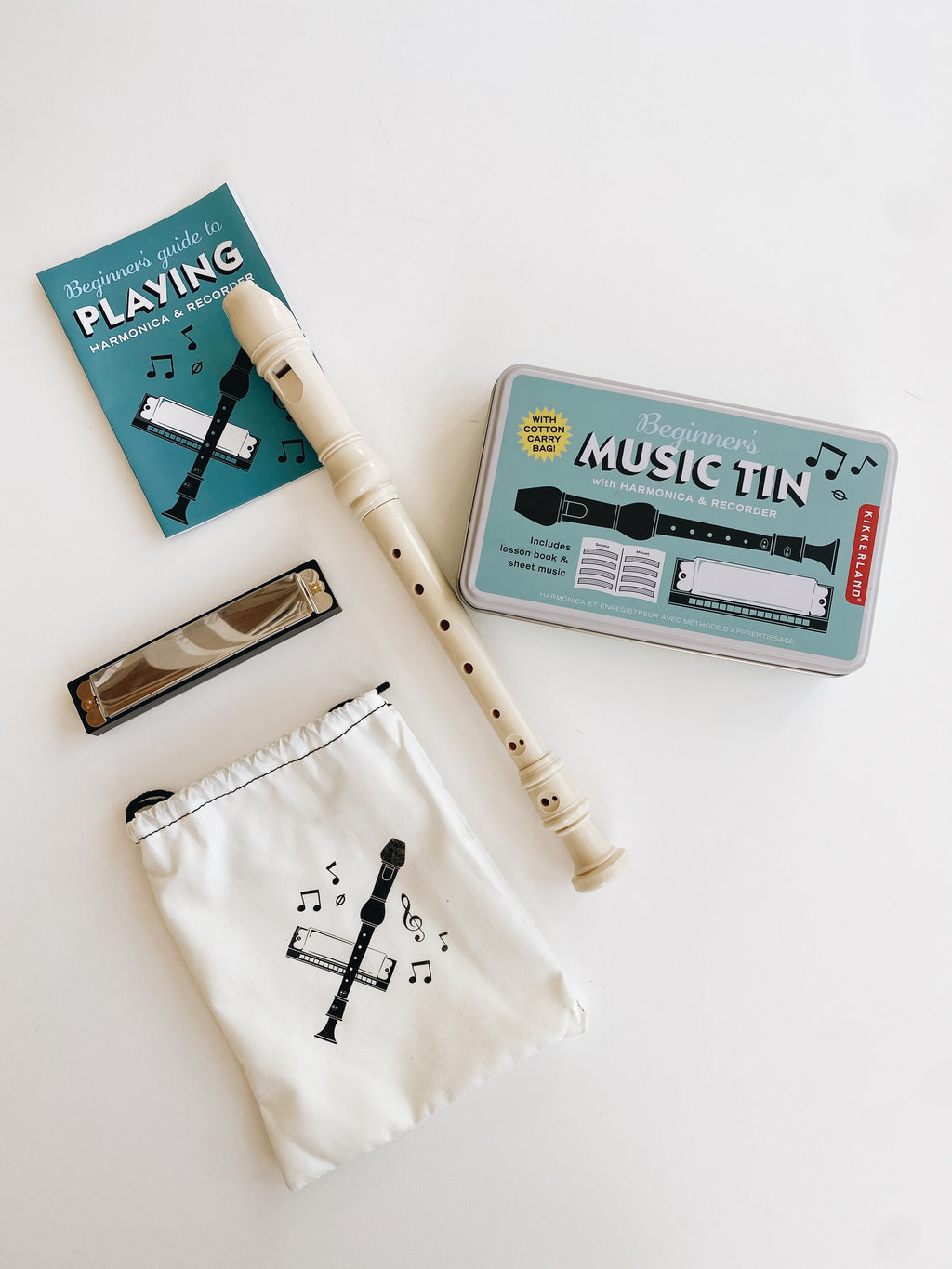 Music Tin with Harmonica & Recorder - Andnest.com