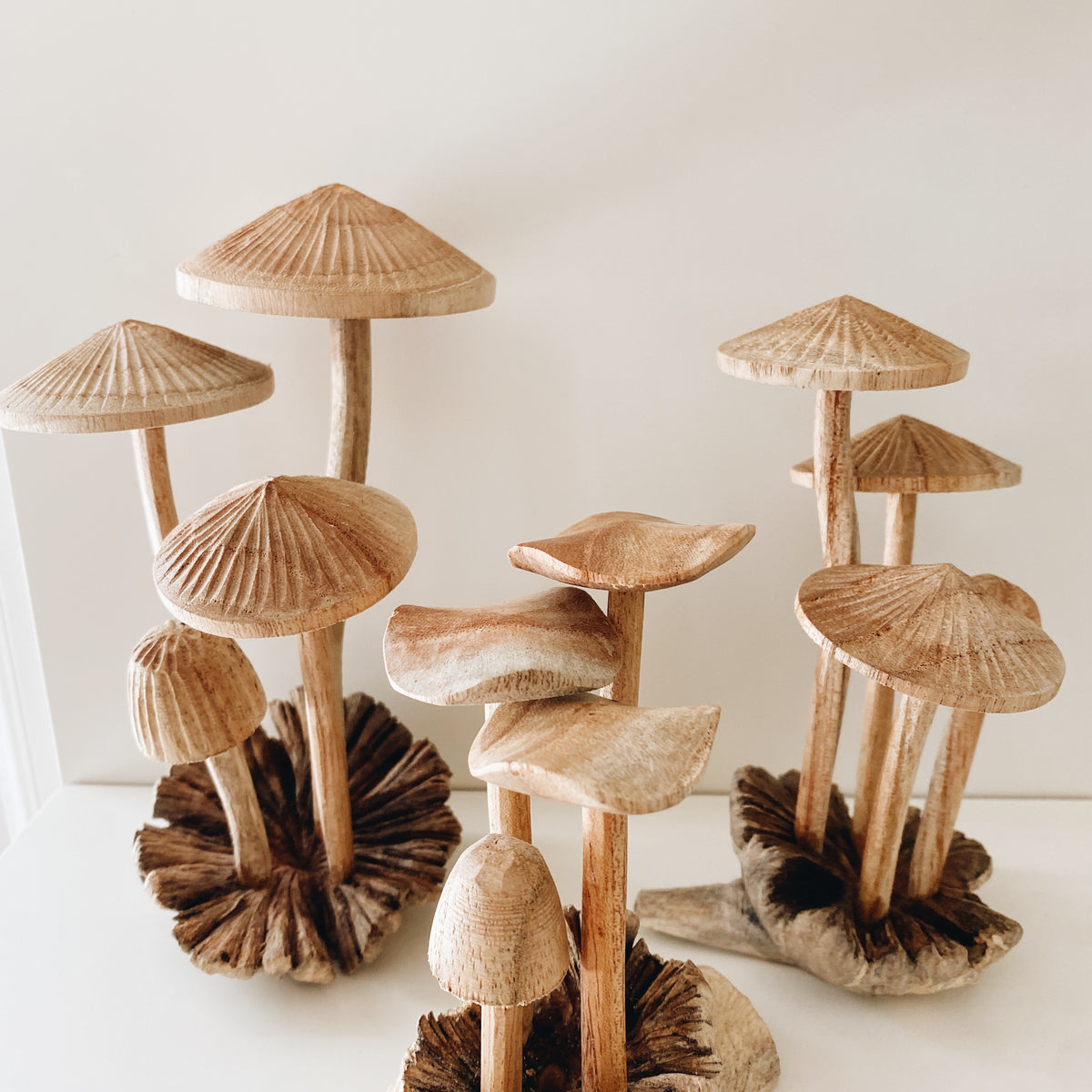 Carved Wooden Mushrooms 